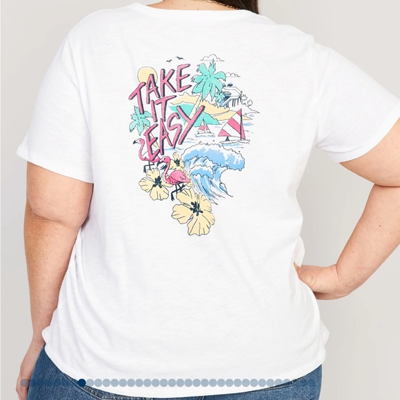 NWT OLD NAVY EveryWear Slub-Knit Graphic T-Shirt  Color: Calla Lilies - Picture 8 of 9